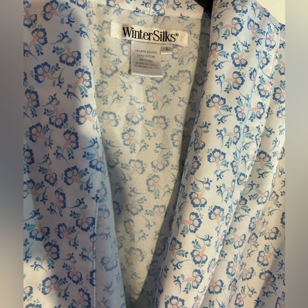 Women’s winter silk large robe 2 front pockets, a belt 78% polyester 22% cotton - Picture 6 of 13